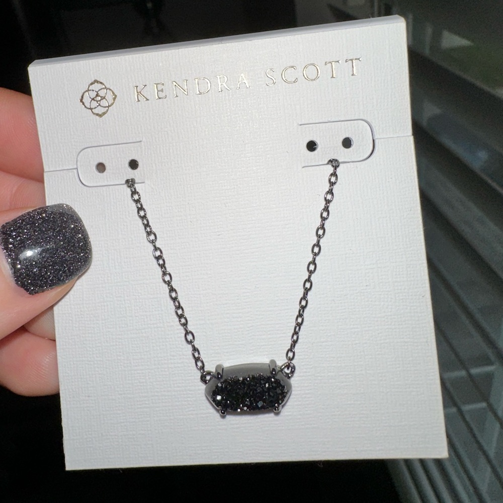 Kendra Scott Elisa Pendant Necklace - Black Drusy